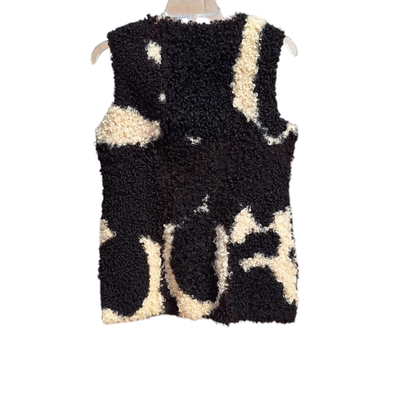 Vintage Persian lamb vest curly Karakul fur shearling furry cow print cowboy - Picture 2 of 11